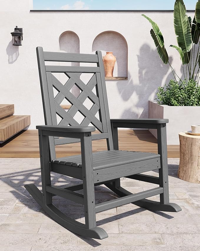 GarveeLife Outdoor Rocking Chair Set of 6, HDPE Weather Resistant Patio Rocking - Image 6