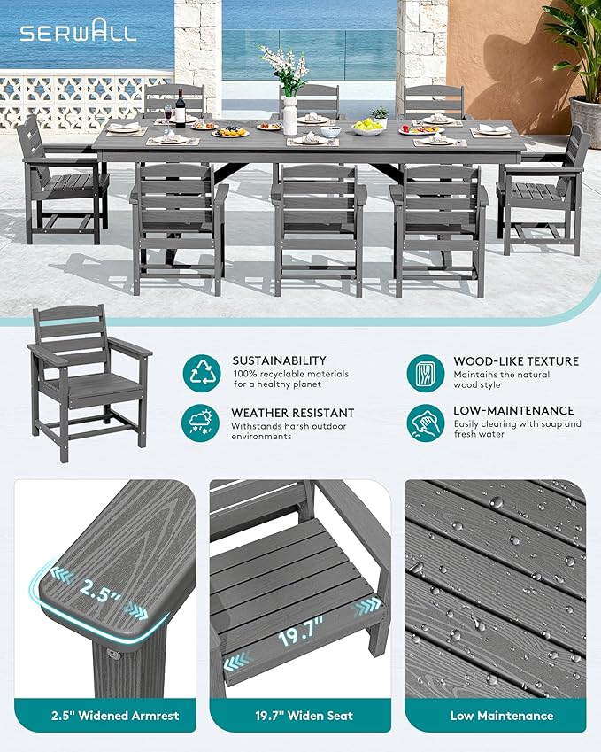 SERWALL 9 Piece Outdoor Dining Set - Image 4