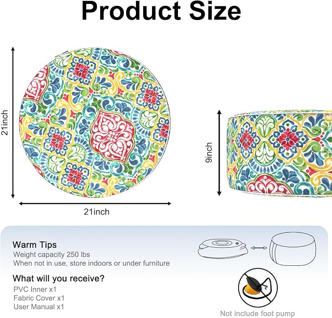 Inflatable Ottoman Stool D21 xH9 - Image 2