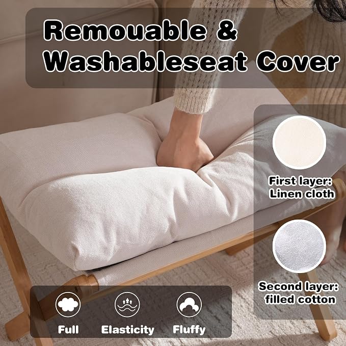 Ottoman Foot Rest- Bamboo Foldable Stool, Foot Stools Small Ottman - Image 4