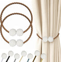 Hion Magnetic Curtain Tiebacks Dark Brown 2pcs, Curtain Tiebacks Buckles by Hion