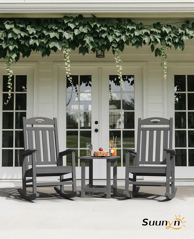 Oversized Outdoor Rocking Chair, HDPE All Weather Resistant Patio Rocking Chair - Image 2