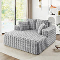 56"W Oversized Chaise Lounge Chair Indoor, Plush Faux Fur Sleeper Couch Sofa Bed by JEEOHEY