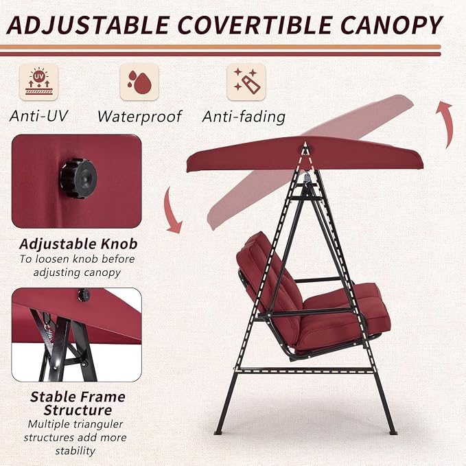 AECOJOY 2-Seat Outdoor Patio Swing Chair - Image 2
