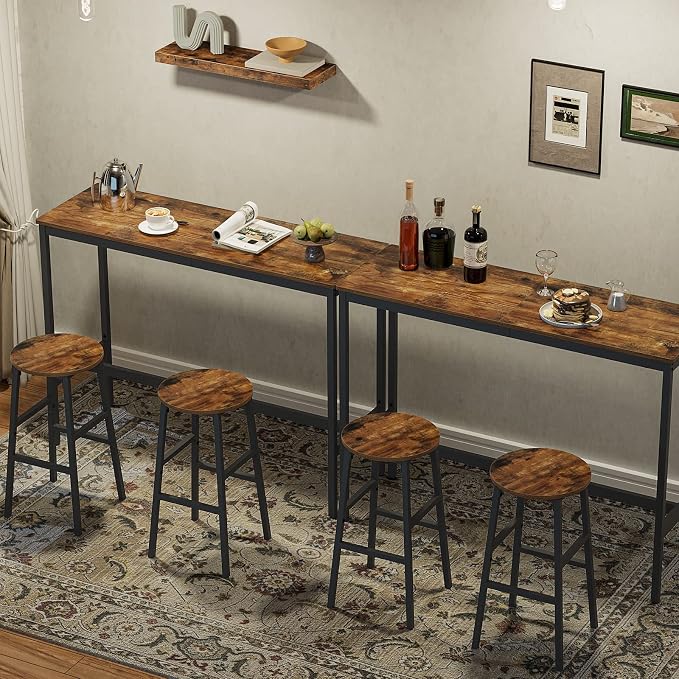 Bar Stools, 24.4 Inch Kitchen Breakfast Bar Stools, Industrial Bar Stools - Image 6