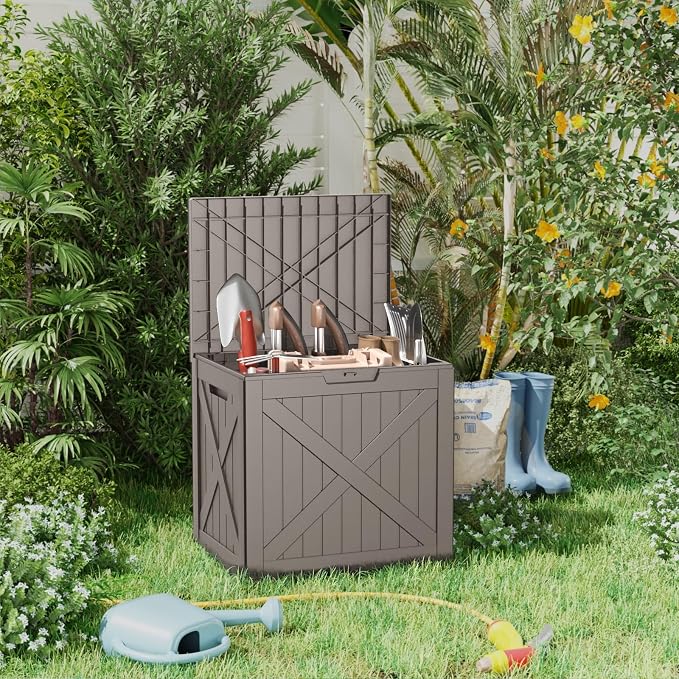 31 Gallon Outdoor Storage Box, Large Resin Deck Box - Image 4