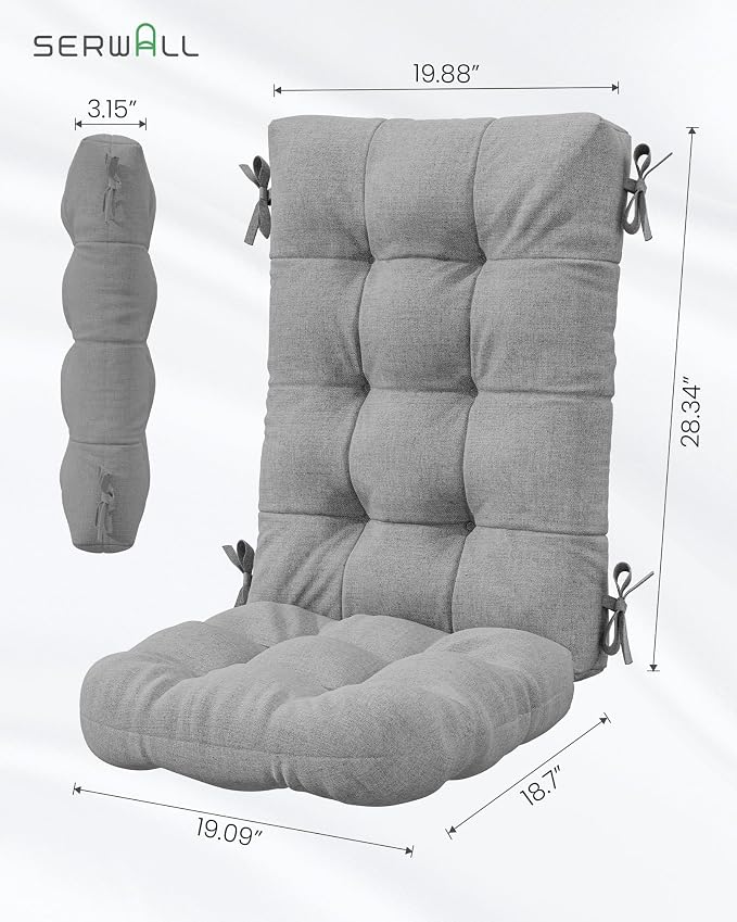 SERWALL HDPE Outdoor Rocking Cushion Set of 2, Memory Foam Cushion Dark Gray - Image 3