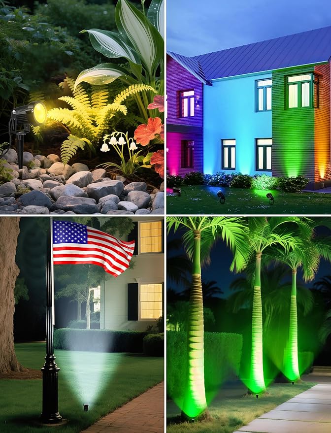 OurLeeme Lawn Flood Light Stake, 2-in-1 Waterproof Outdoor Remote controlle - Image 6