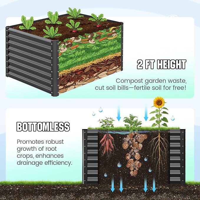 Quictent Galvanized Raised Garden Bed 4x3x2ft Tall Garden Bed Extra Height - Image 6