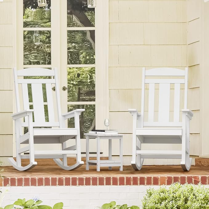 LUE BONA Outdoor Rocking Chairs Set of 4, Weather Resistant HDPS Poly Rocker - Image 3