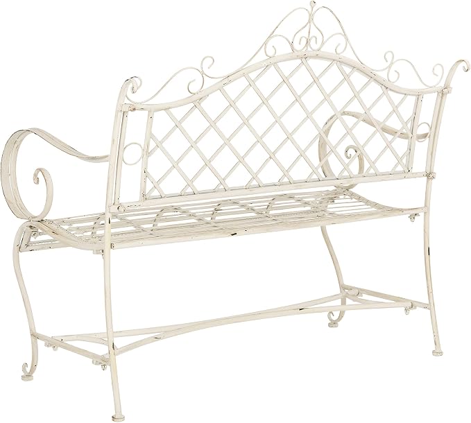 Safavieh PAT5017A Collection Adina Antique White Wrought Iron 51.25" Outdoor - Image 5