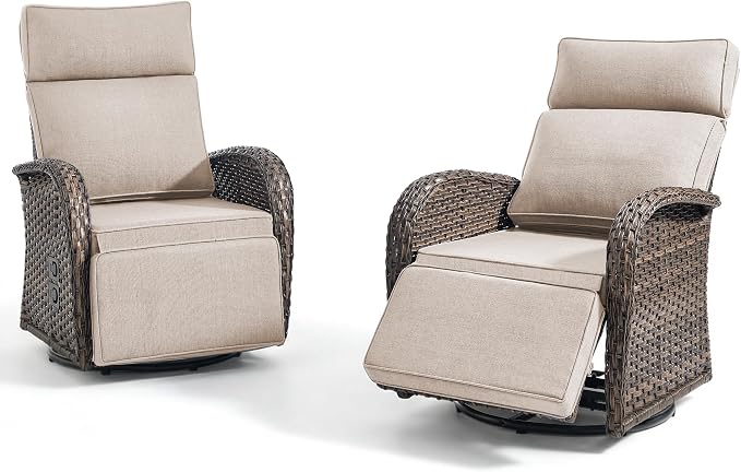 Zero Gravity Patio Swivel Rocking Recliner Chairs Set of 2 - Image 7