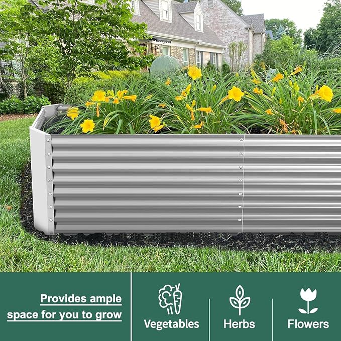Land Guard 8×4×2 ft Galvanized Raised Garden Bed Kit, Galvanized Planter Raised - Image 4
