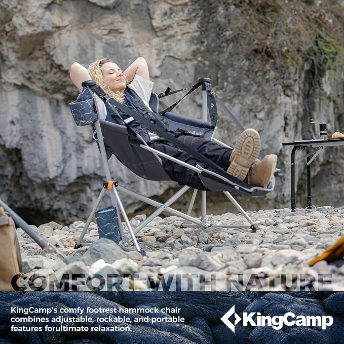 KingCamp Hammock Chair with Footrest – Heavy Duty Swinging Rocking Camping - Image 3
