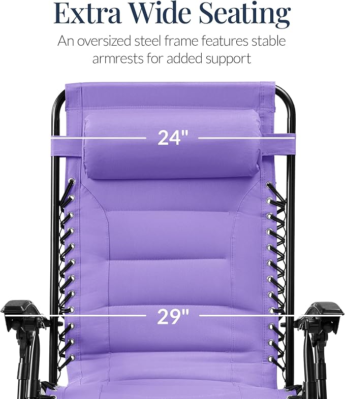 Best Choice Products Oversized Padded Zero Gravity Chair, Folding Outdoor Patio - Image 3
