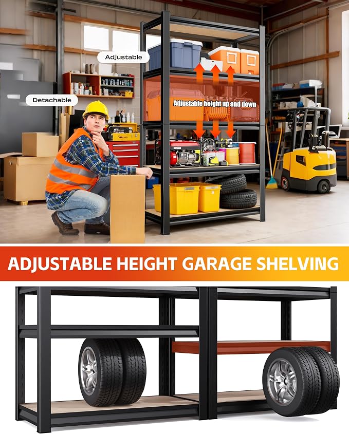 AOAORRG Garage Shelving Heavy Duty Storage Shelves, Metal Adjustable Shelving - Image 6