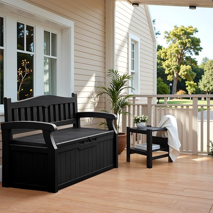 Flamaker 80 Gallon Storage Bench Outdoor Indoor, Durable All-Weather Seating - Image 2