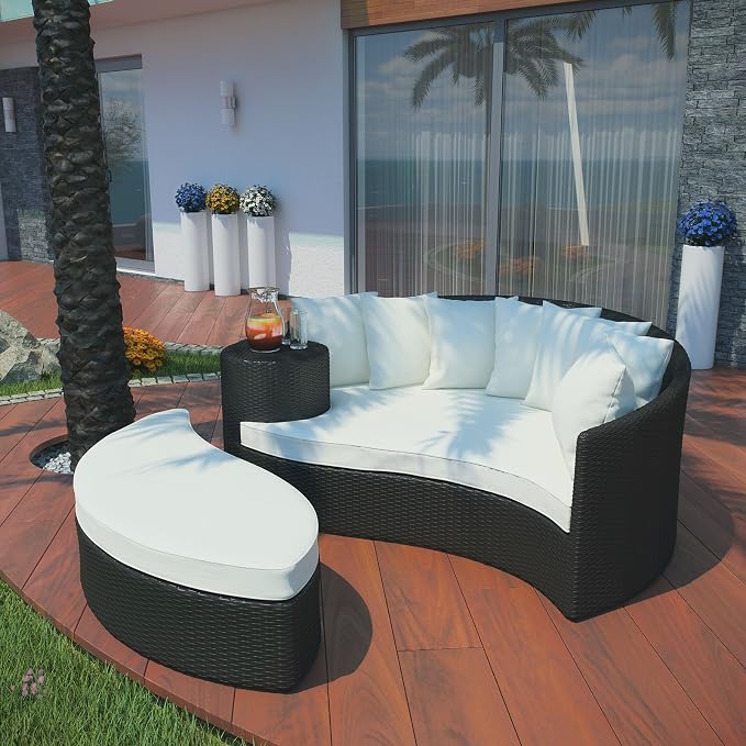 Modway Taiji Outdoor Patio Daybed in Espresso White - Image 6
