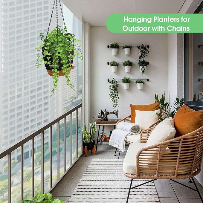 Hanging Planters for Indoor Outdoor Plants, 2 Pack Self Watering Hanging Pots - Image 7