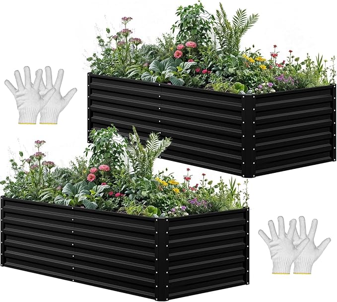 YITAHOME 6x3x2 ft 2pcs Galvanized Raised Garden Bed Kit, Large Metal Planter Box by YITAHOME