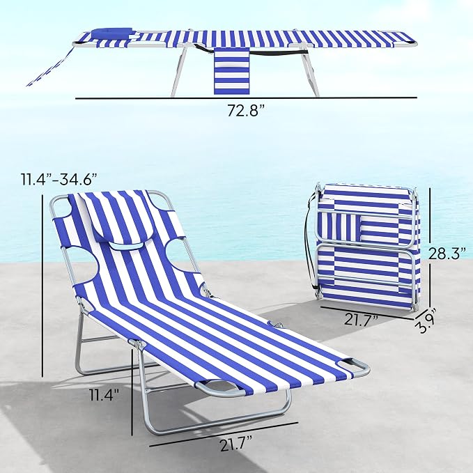 Outsunny Chaise Lounge Chair Outdoor Set of 2 - Image 3