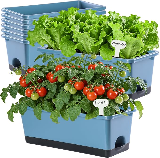 Window Box Planter 8 Pcs, 17 Inches Rectangle Flower Pots by Oliz