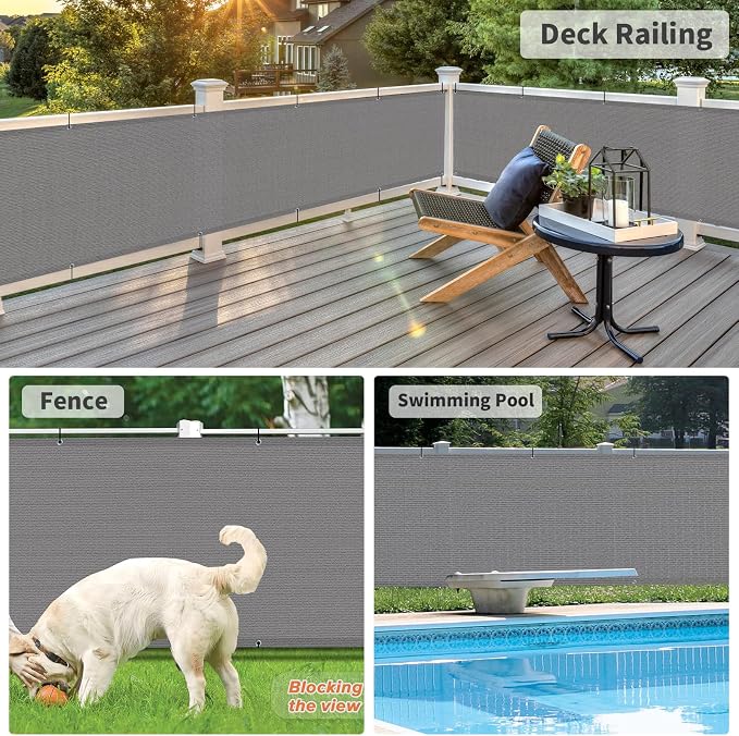 LOVE STORY 3'x6' Dark Grey Balcony Screen Privacy Fence Cover UV Protection - Image 5
