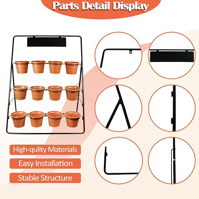 Sunnyglade 3-Tier Metal Plant Stand Rack Multiple Flower Pot Holder Shelf - Image 3