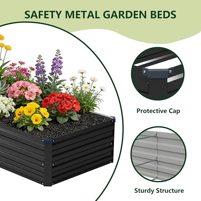 4x3x1 ft Galvanized Raised Garden Bed, Outdoor Planter Box Metal Patio Kit - Image 3