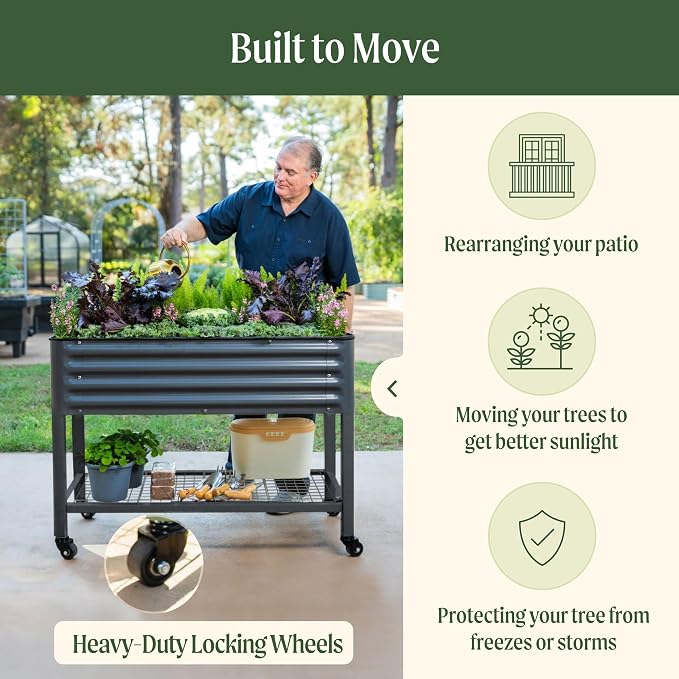Rolling Elevated Raised Garden Bed-V Series, 1000 Lbs Weight Capacity, Outdoor - Image 4