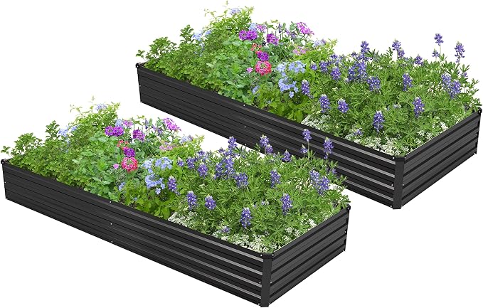 2PCS 6x3x1ft Galvanized Raised Garden Bed Kit, Galvanized Planter Raised Garden by Easllre