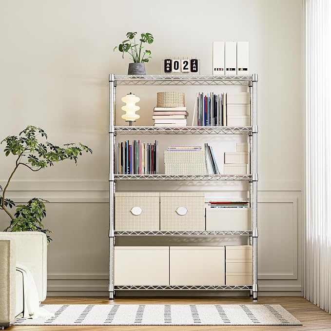 IZEUK 5-Tier Heavy Duty Metal Storage Shelving Unit, Adjustable Steel Wire Rack - Image 7