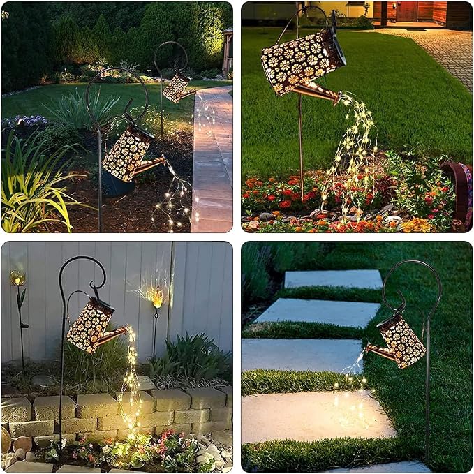 2 Pack Solar Watering Can with Lights, Solar Outdoor Garden Decor Waterproof - Image 3