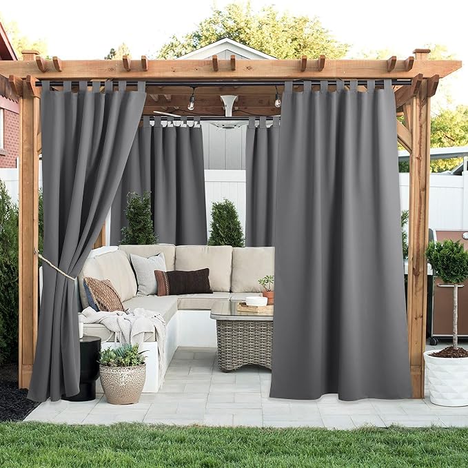NICETOWN 2 Panels=104" Width Patio Curtains Outdoor Waterproof Extra Long 108" - Image 2