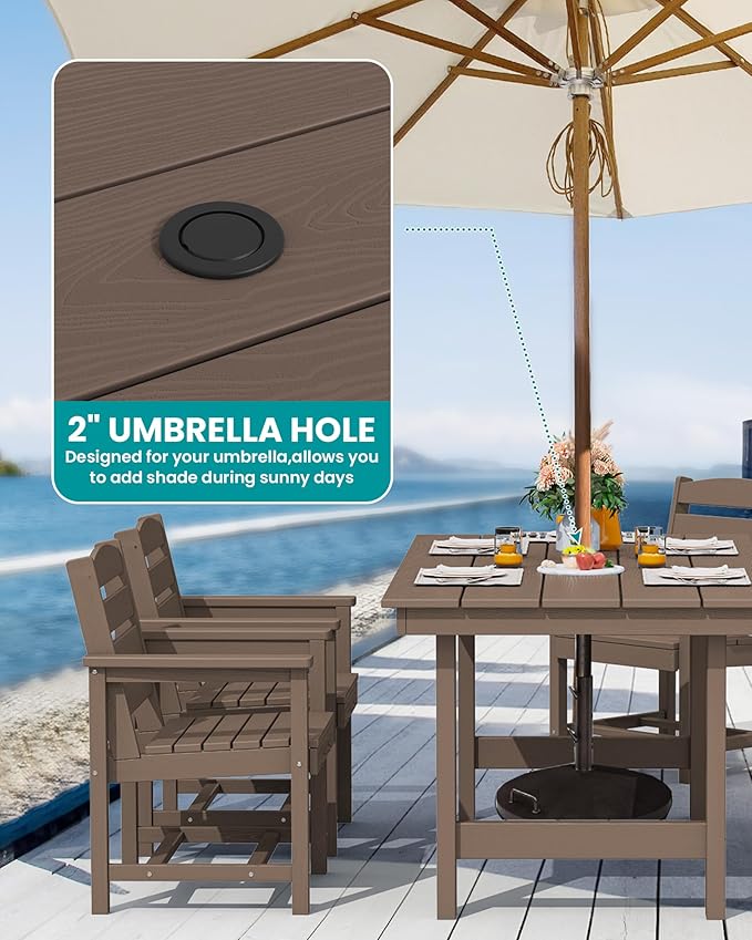 SERWALL Outdoor Dining Set for 6, HDPE Furniture Set - Image 2