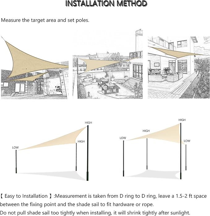 Tronssien Rectangle 12'x16' Sun Shade Sail, 95% UV Blockage Canopy Awning - Image 6