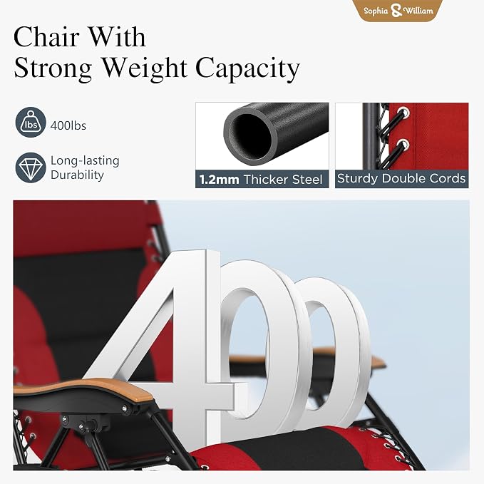 Sophia & William Oversized XXL Zero Gravity Chair, Padded Recliner Outdoor - Image 4