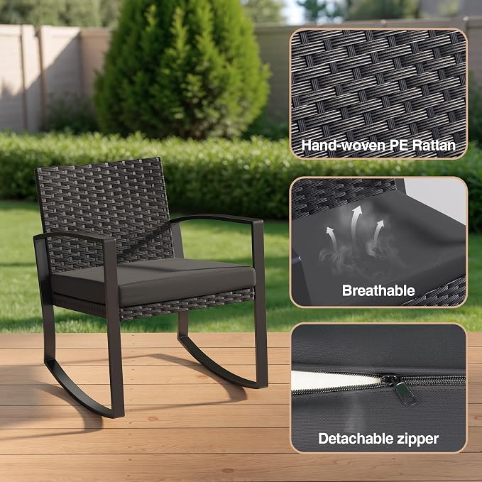 3 Pieces Patio Furniture Set Rocking Bistro Set, Outdoor Patio Furniture Set - Image 4
