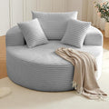 Oversized Round Chair Lounge Chaise Indoor, Upholstered Corduroy Deep Seat by Lakifun