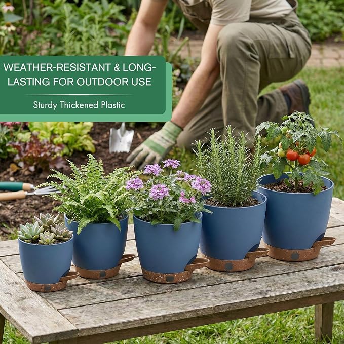 montresor 5-Pack 5/5.5/6/6.5/7 Inch Reservoir & Drainage Plastic Self Watering - Image 5