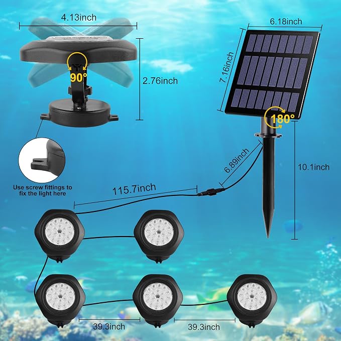 Solar Pond Lights, 18 LED Super Bright RGB LED Underwater Spotlights Color - Image 6