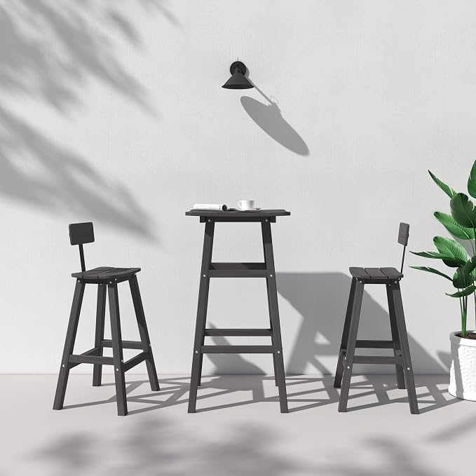 3-Piece Outdoor Counter Height Bar Table Set, HDPE Weather Resistant - Image 7