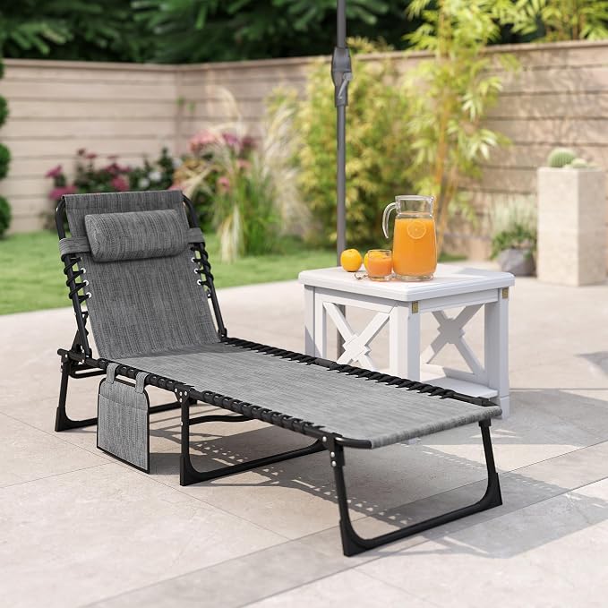 Outsunny Chaise Lounge Chair Outdoor, 5-Position Adjustable Sun Tanning Chair - Image 9