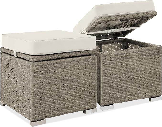 Best Choice Products Set of 2 Wicker Ottomans, Additional Seating, Side Table by BestChoiceProducts