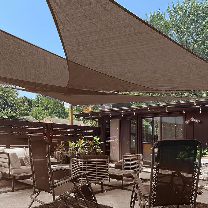 LOVE STORY Custom Size 9'x12'x15' Brown Sun Shade Sail Right Triangle Sunhsade by LOVESTORY