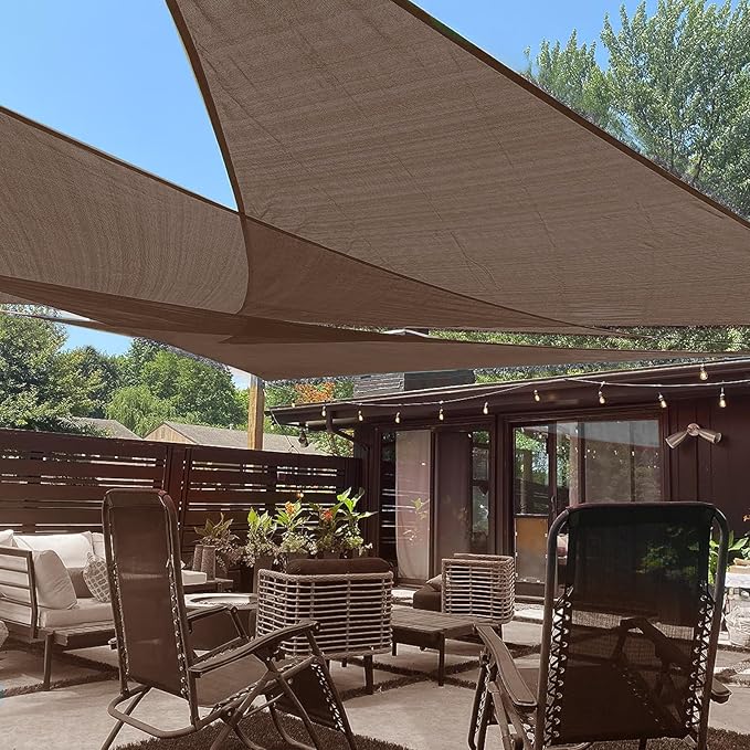 LOVE STORY Custom Size 12'x15'x19.2' Brown Sun Shade Sail Right Triangle by LOVESTORY