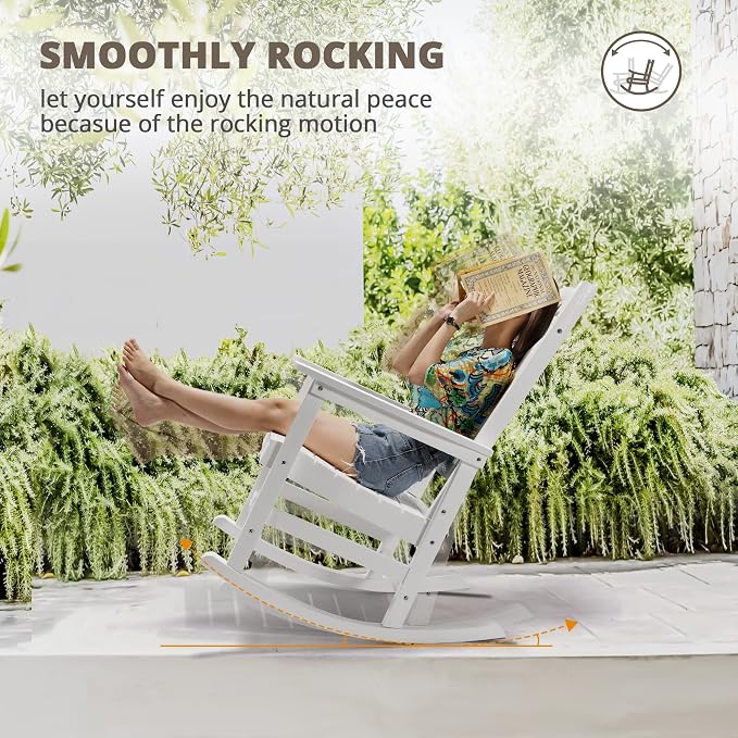 LUE BONA Outdoor Rocking Chairs Set of 2, Weather Resistant HDPS Poly Rocker - Image 9