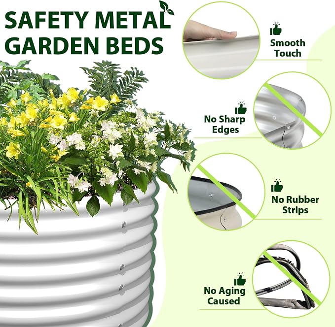 A ANLEOLIFE 8x4x2ft Galvanized Raised Garden Bed Kit, Oval Metal Deep Root - Image 8