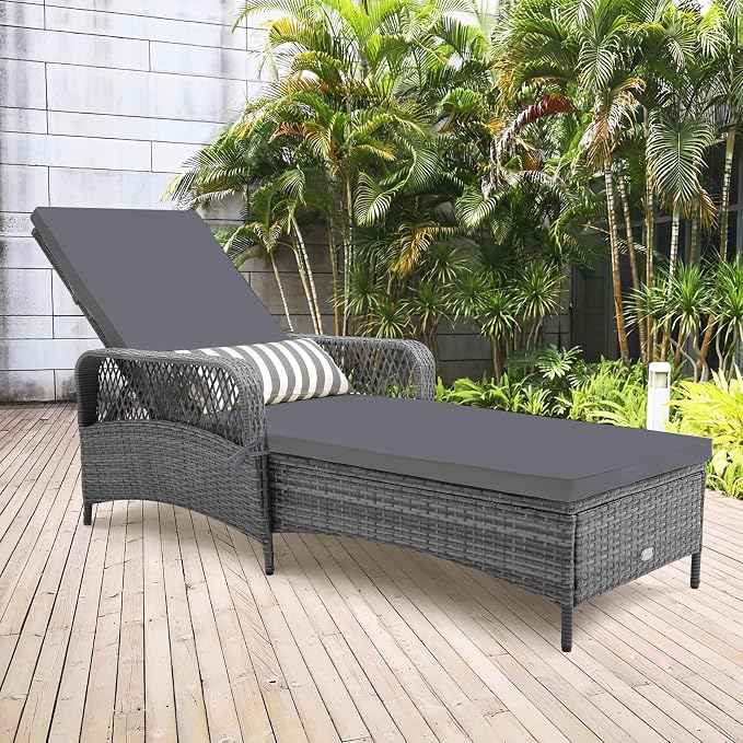 Tangkula Wicker Chaise Lounge Outdoor Set of 2, Patio Rattan Reclining Chaise - Image 9