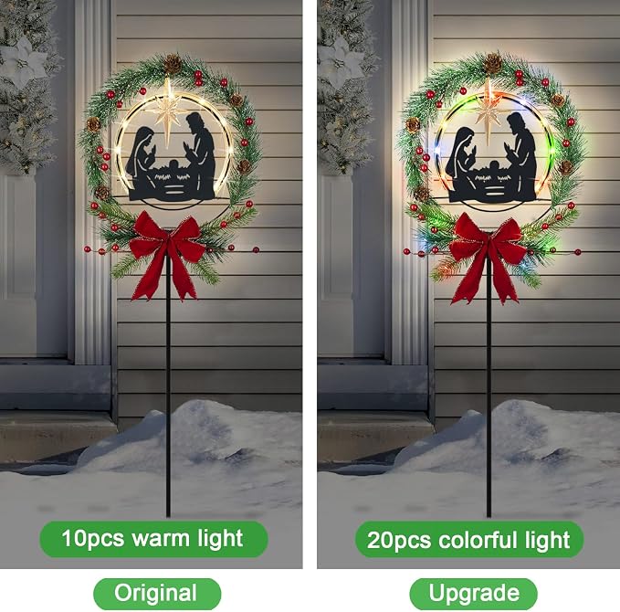 Solar Powered Nativity Scene, Hokfirm Christmas Yard Stakes Outdoor Christmas - Image 4